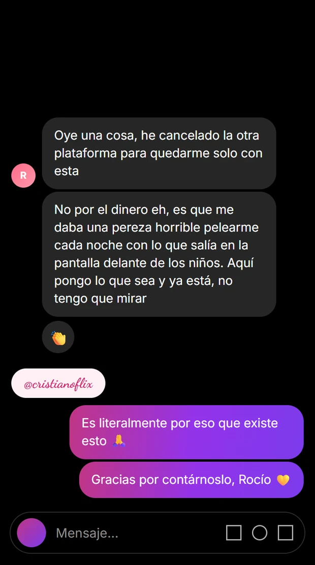 Conversación: una suscriptora cuenta que canceló otra plataforma