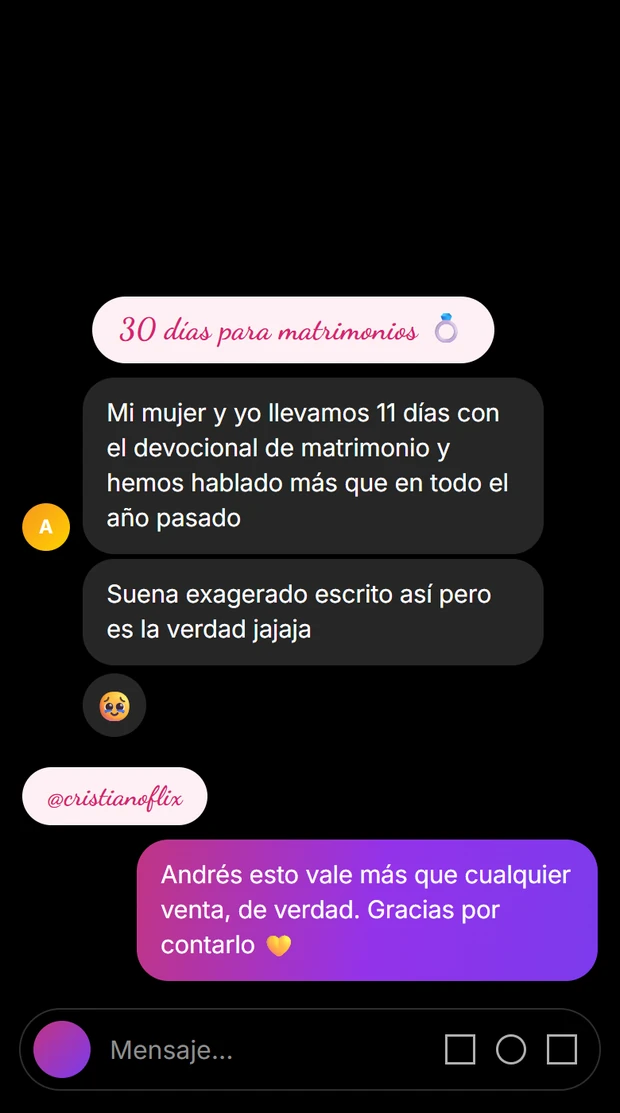 Conversación: un matrimonio cuenta el devocional de pareja
